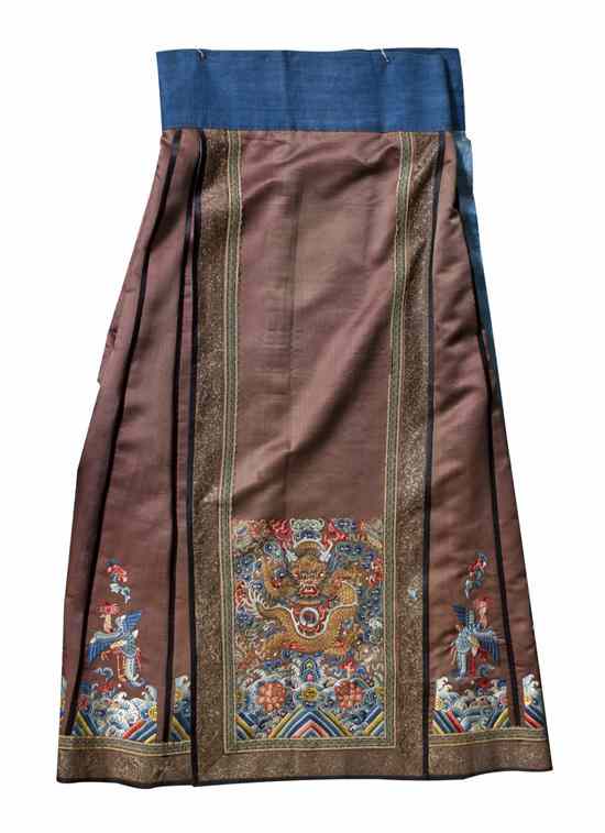 Appraisal: A Chinese Embroidered Skirt having embroidered decoration of a five-claw