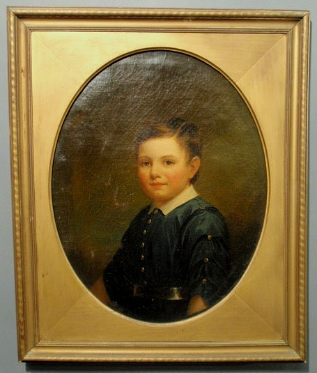 Appraisal: Oil on canvas portrait of a young boy signed verso