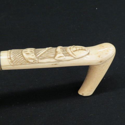 Appraisal: Carved Bone Handled Cane huntingmotif