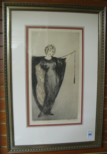 Appraisal: FRENCH ETCHING AND AQUATINT Young woman standing in black and