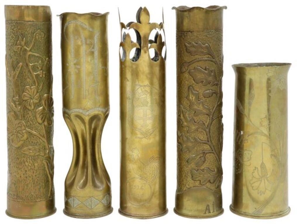 Appraisal: lot of French WWI-era trench art vases fashioned from artillery