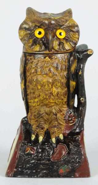 Appraisal: Cast Iron Owl Turns Head Mechanical Bank Manufactured by J