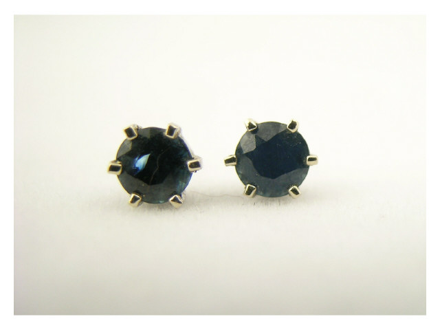 Appraisal: Pair of sapphire post-style earrings each approximately ct prong-set in