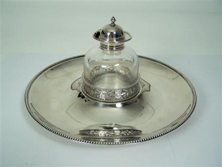 Appraisal: A Victorian silver table inkwell of large size AC TP