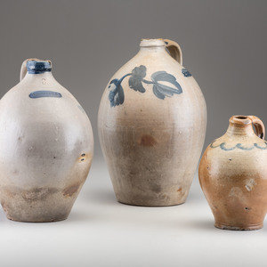 Appraisal: Three Cobalt Decorated Stoneware Jugs th Century comprising a Crolius