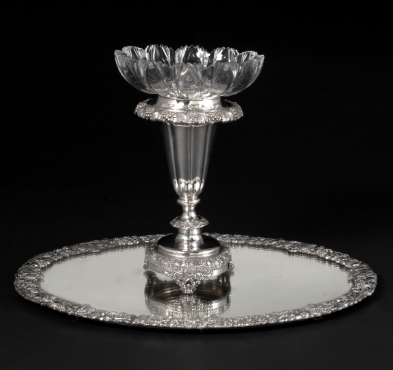 Appraisal: Early Victorian Sterling Silver and Glass Centerpiece hallmarked Sheffield May