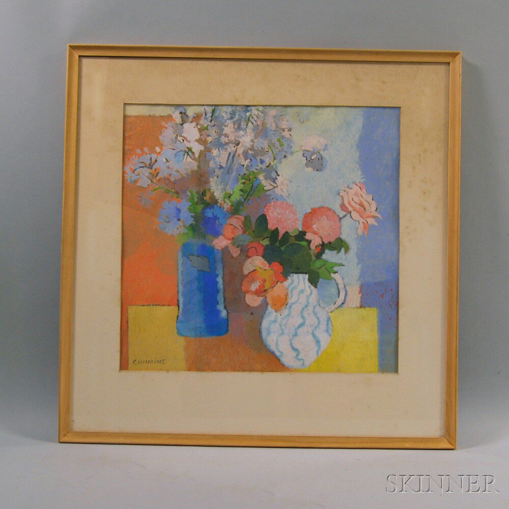 Appraisal: American School th Century Floral Still Life Signed Cummins l