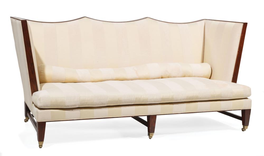 Appraisal: Bobby McAlpine Contemporary Tuxedo Sofa double arched back tall conforming