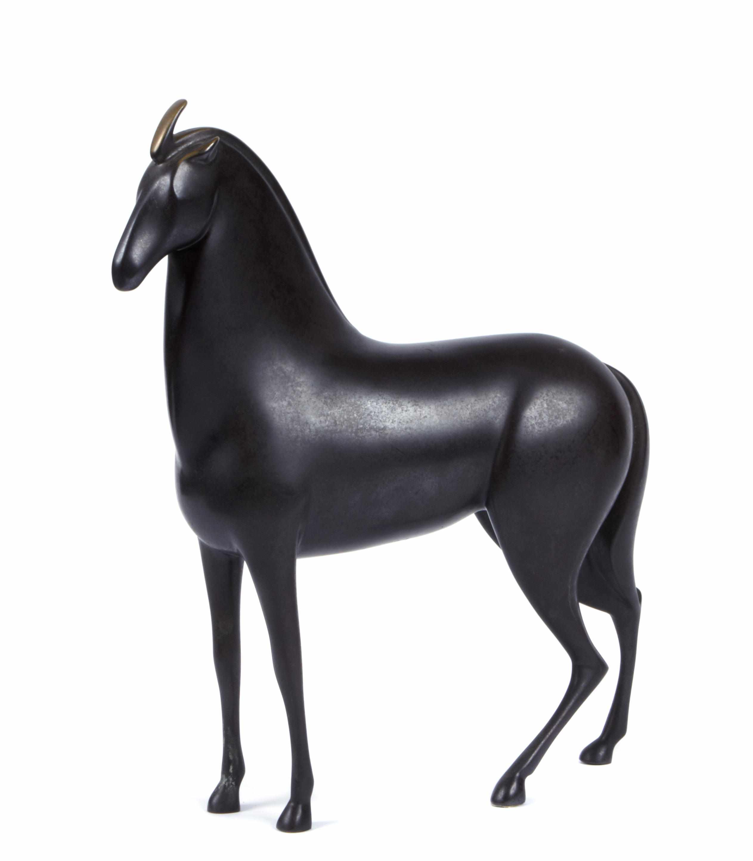 Appraisal: A patinated bronze sculpture of a horse height in length