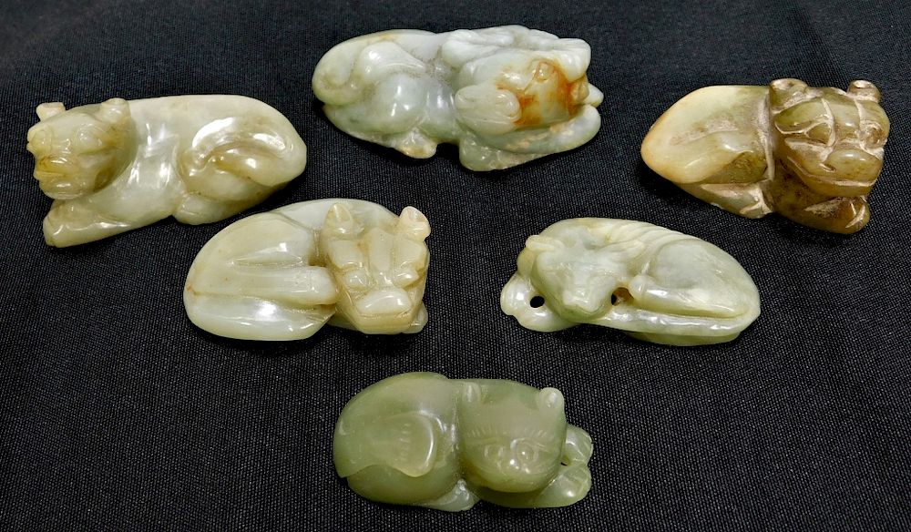 Appraisal: Antique Chinese Jade Hardstone Carved Animals China th- th Century