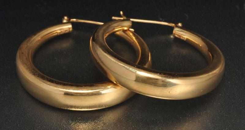 Appraisal: Pair of K Y Gold Hoop Earrings Description Weight dwt