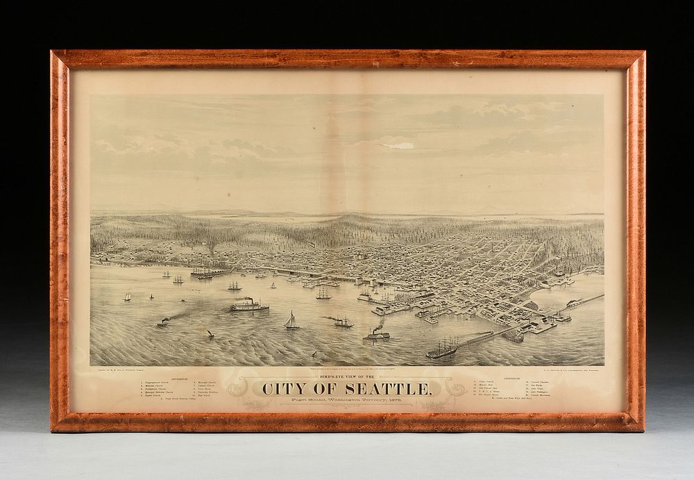 Appraisal: AN ANTIQUE MAP Bird's-eye View of the City of Seattle