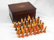 Appraisal: A chess set of turned assembled and painted beech the