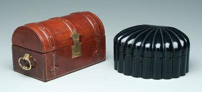 Appraisal: Two modern Italian leather boxes jewelry cask with dome top