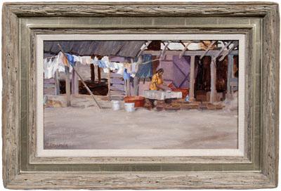 Appraisal: Mike Desatnick painting Colorado born quot Beach House Wash Day-Mexico