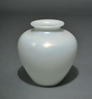 Appraisal: Steuben White Globular Vase Large white opaque Steuben glass globular