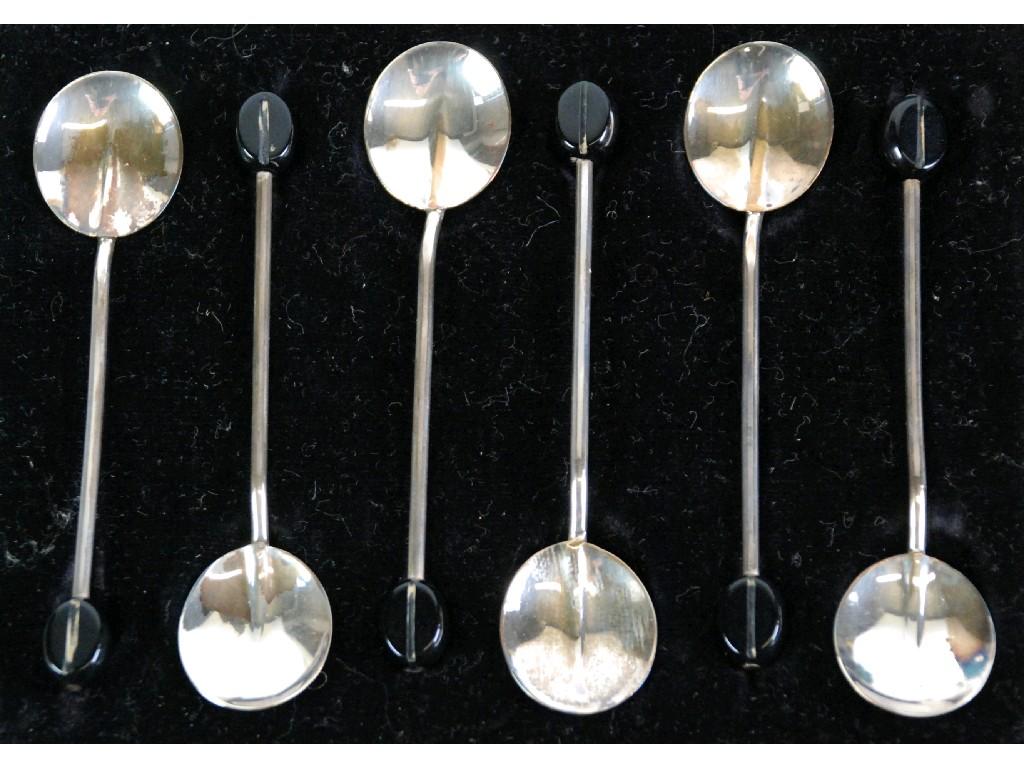 Appraisal: SET OF SIX BEAN TOPPED COFFEE SPOONS in case Birmingham