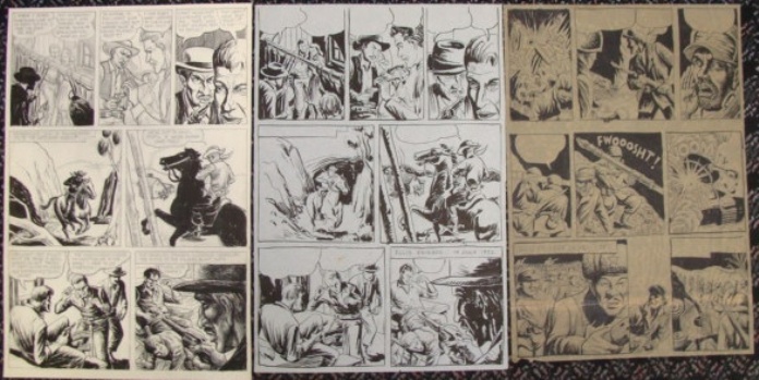 Appraisal: Ellis Eringer American th century THREE ORIGINAL COMIC ART PAGES