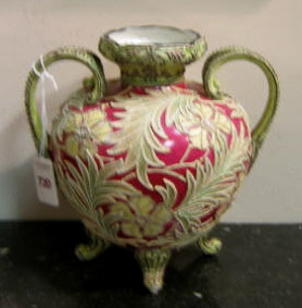 Appraisal: NIPPON MORIAGE DOUBLE HANDLED VASE Unmarked piece showing an allover