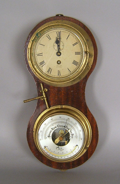 Appraisal: Ellicott ship's clock together with a Hattori barometer