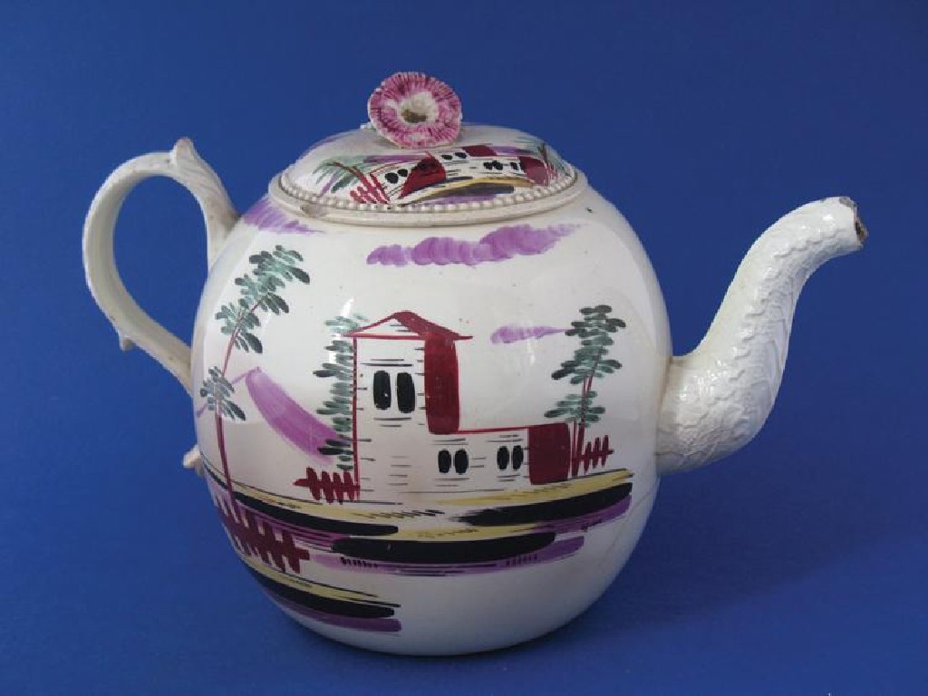 Appraisal: A PEARL WARE BLUE AND WHITE TEAPOT late th century