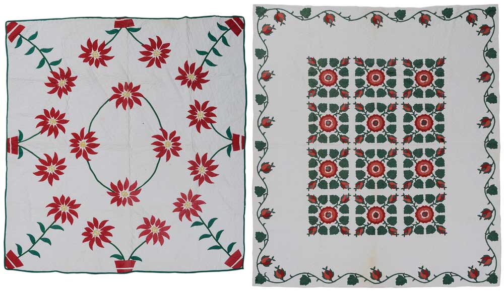 Appraisal: Two Floral Appliqu Quilts American th century one with rose