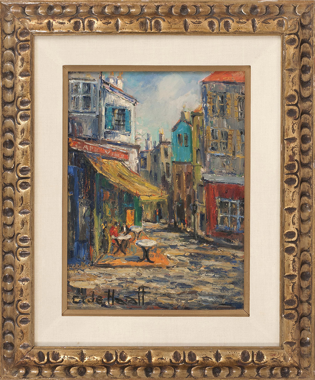 Appraisal: CORNELIA DE HAAFFCalifornia - European street scene with caf Signed