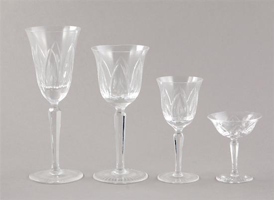 Appraisal: Cut-crystal stemware set champagne flutes H wine goblets H wine