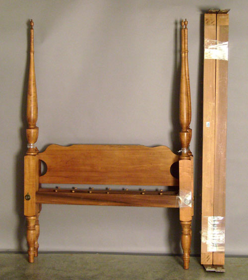 Appraisal: Federal style tiger maple tall post bed Provenance Collection of