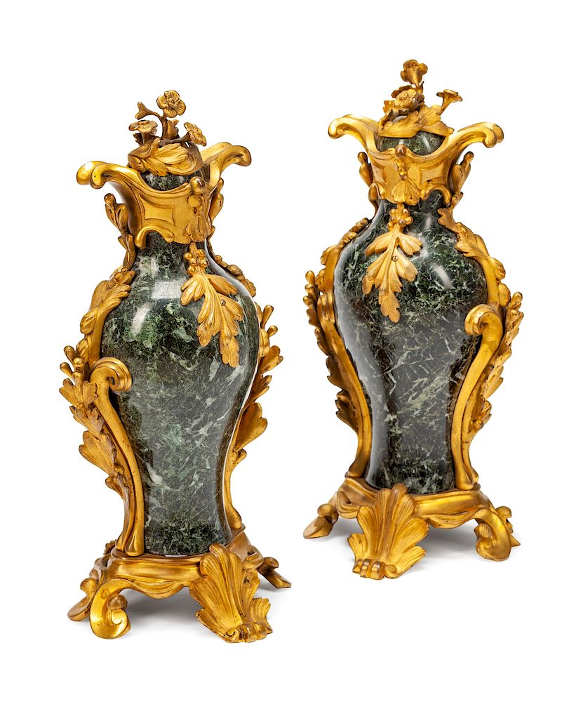 Appraisal: A Pair of Louis XV Style Gilt Bronze Mounted Marble