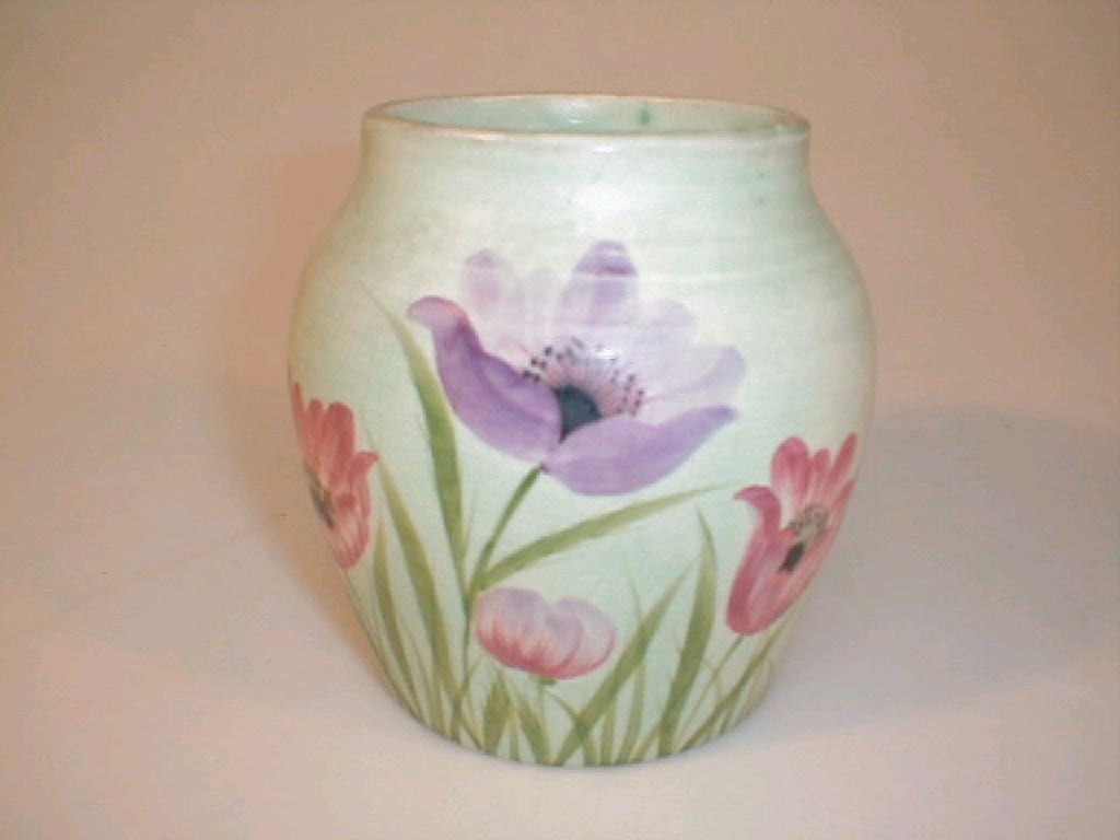 Appraisal: A Radford pottery vase painted with anemones against a pale