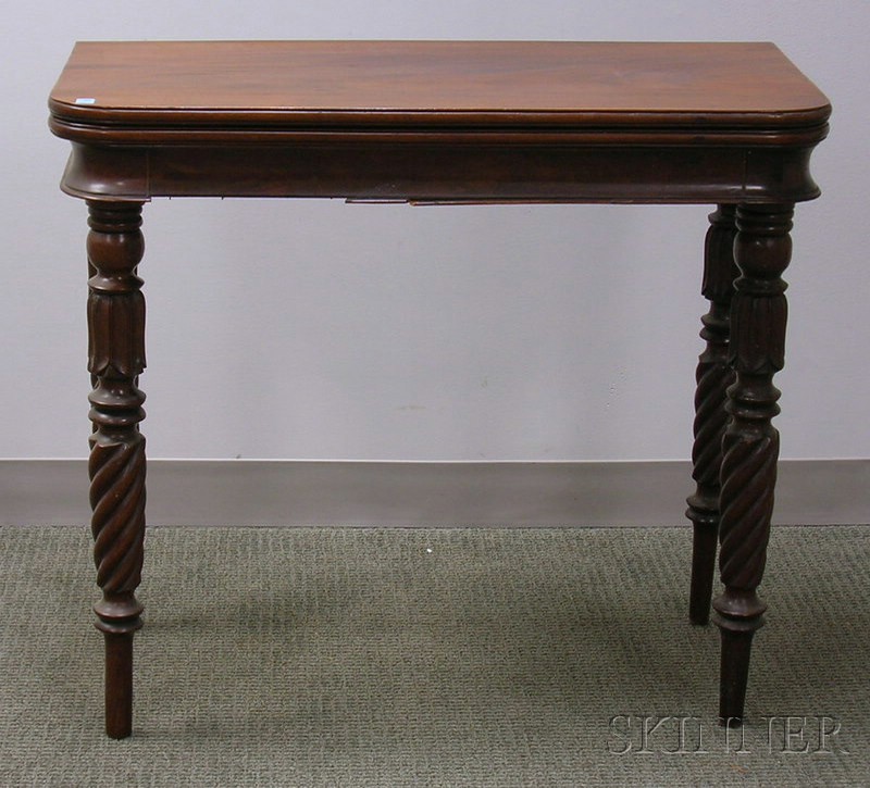 Appraisal: Late Classical Carved Mahogany and Mahogany Veneer Games Table