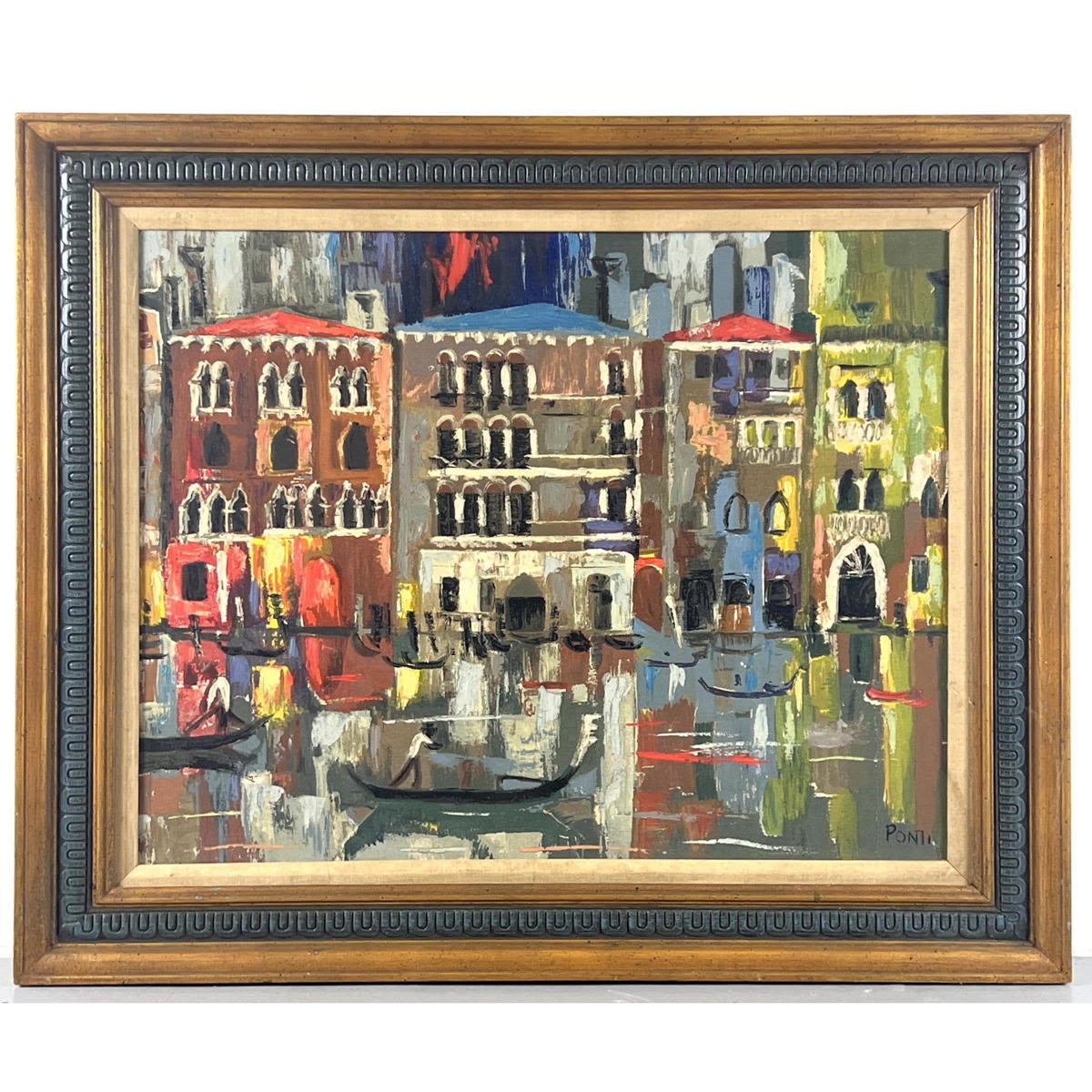 Appraisal: PONTI painting on canvas signed lower right gondola scene Venice