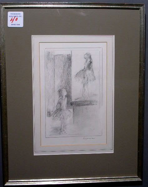 Appraisal: Pencil sketch of ballerinas signed Zugonia x