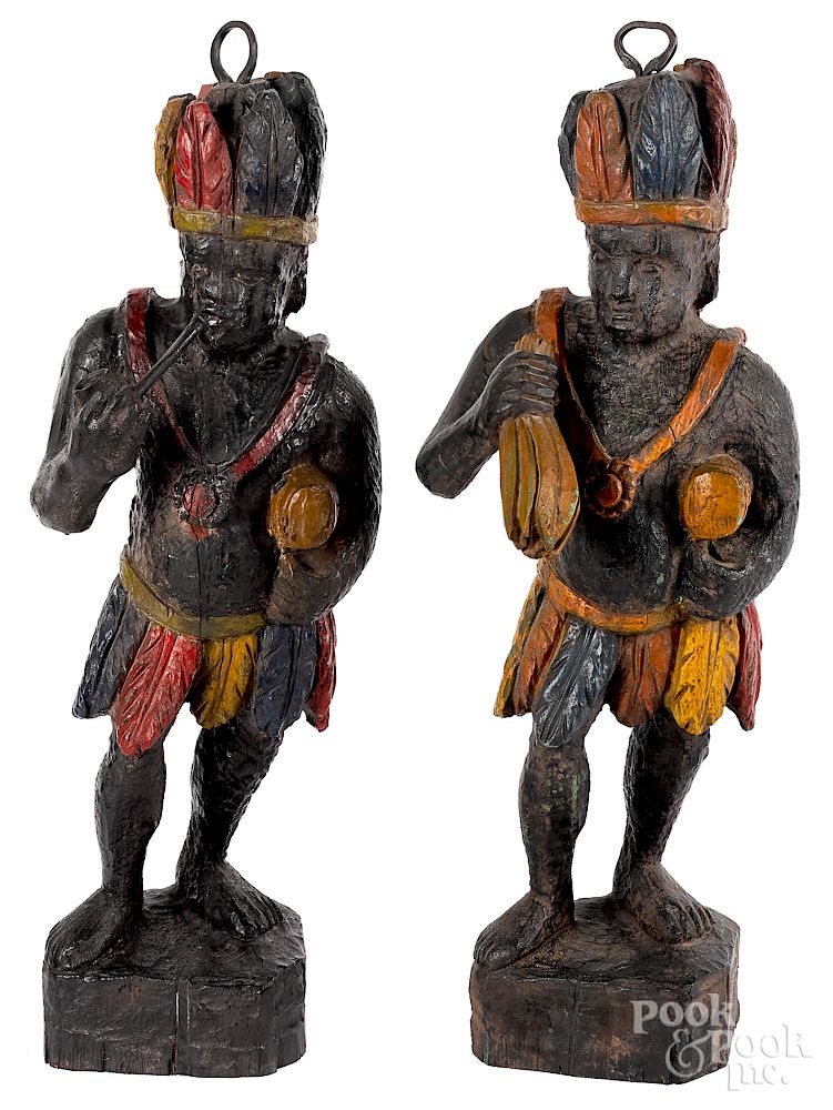 Appraisal: Pair of carved and painted cigar store figures Pair of