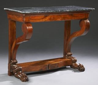 Appraisal: French Louis Philippe Carved Walnut Marble Top Con French Louis