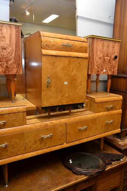 Appraisal: ART DECO BIRDSEYE VENEERED DRESSING TABLE AND SIDE CABINET ART