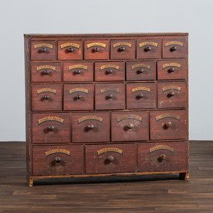 Appraisal: A Country Grain-Painted and Parcel Gilt Pine Apothecary Chest th