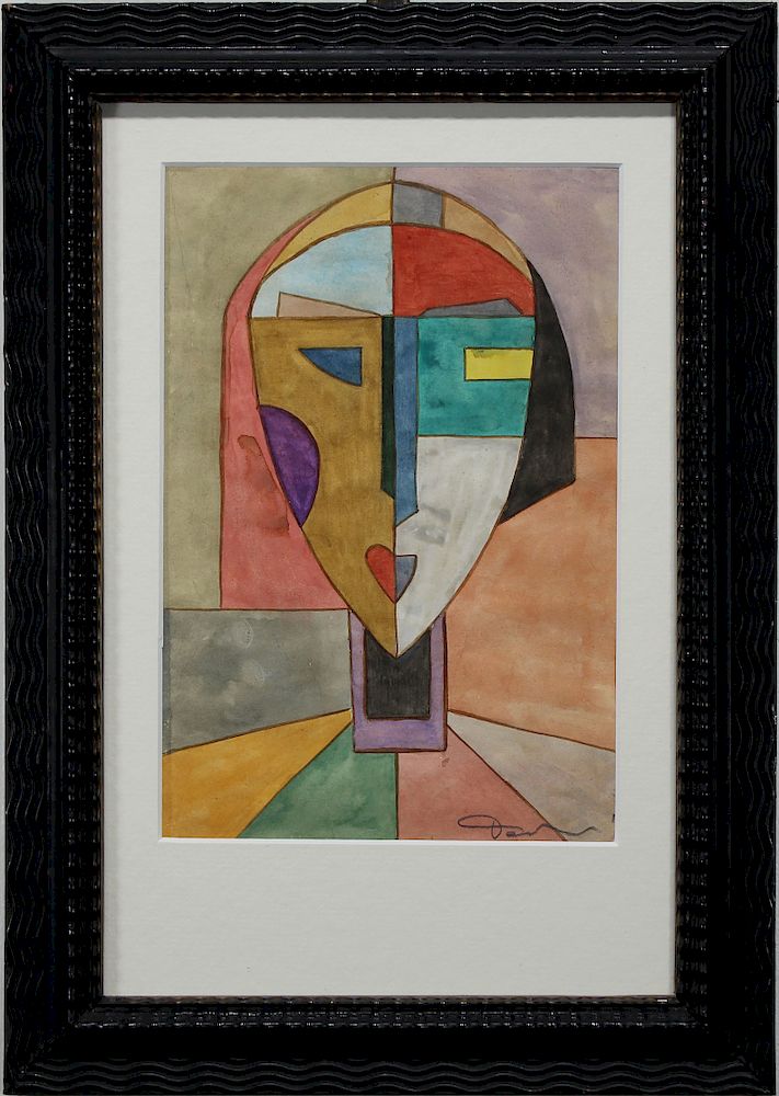 Appraisal: Signd European School Abstract Geometric Portrait Signed European School Abstract