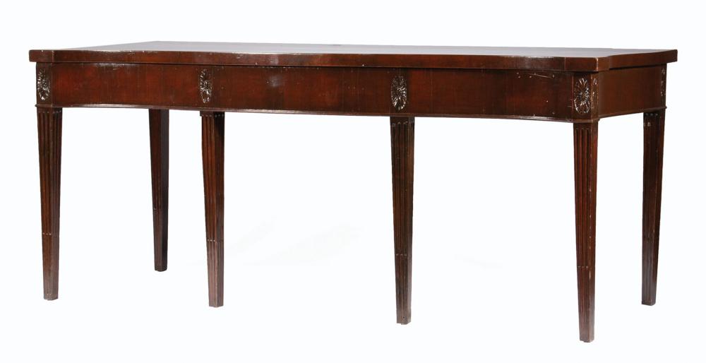 Appraisal: Antique Georgian Slab Top Table shaped serpentine top conforming molded