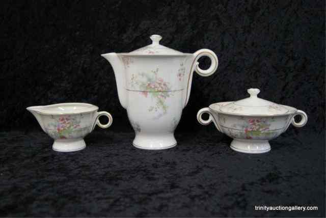 Appraisal: T Haviland China Apple Blossom Coffee Service SetFrom the estate