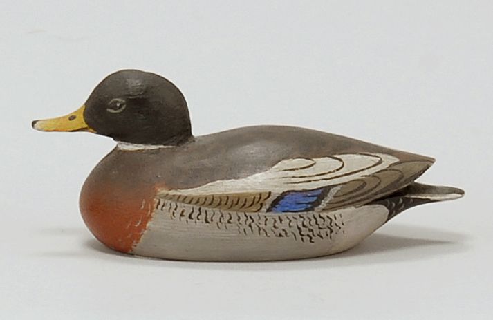 Appraisal: MINIATURE MALLARD DRAKE In sitting form By Crowell of East