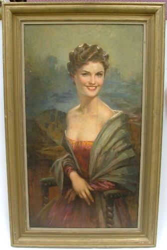 Appraisal: AMERICAN SCHOOL mid- th century Portrait of a young woman