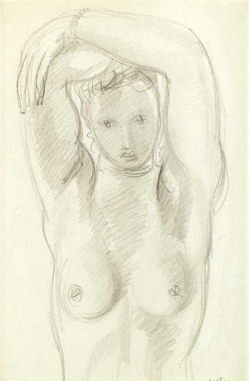 Appraisal: BARRAUD MAURICE Gen ve Buste de femme Dessin au crayon