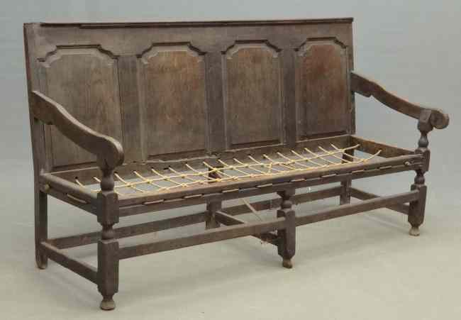 Appraisal: English th c settle with rope seat '' Length ''