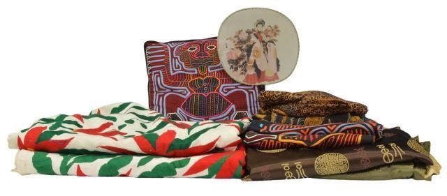 Appraisal: lot Group of various textiles and decorative items highlights include