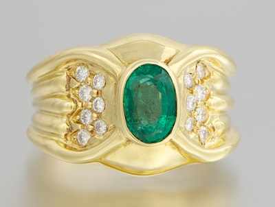 Appraisal: A Ladies' k Gold Emerald and Diamond Ring k yellow