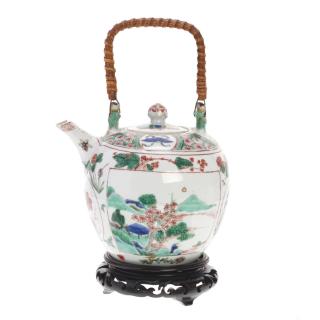 Appraisal: Chinese Export famille vert globular teapot Chinese Export famille vert