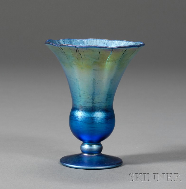 Appraisal: Tiffany Blue Favrile Vase Iridescent glass New York early th