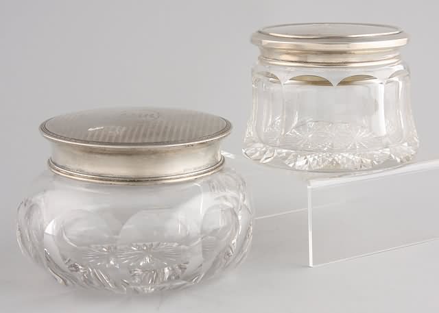 Appraisal: Large jar with thumbprint band and engine-turned cover - -